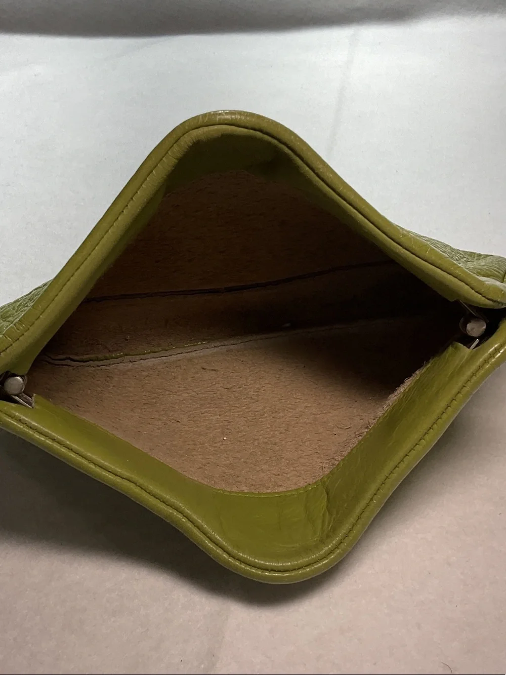 Vintage Lime Green-ish Leather Clutch